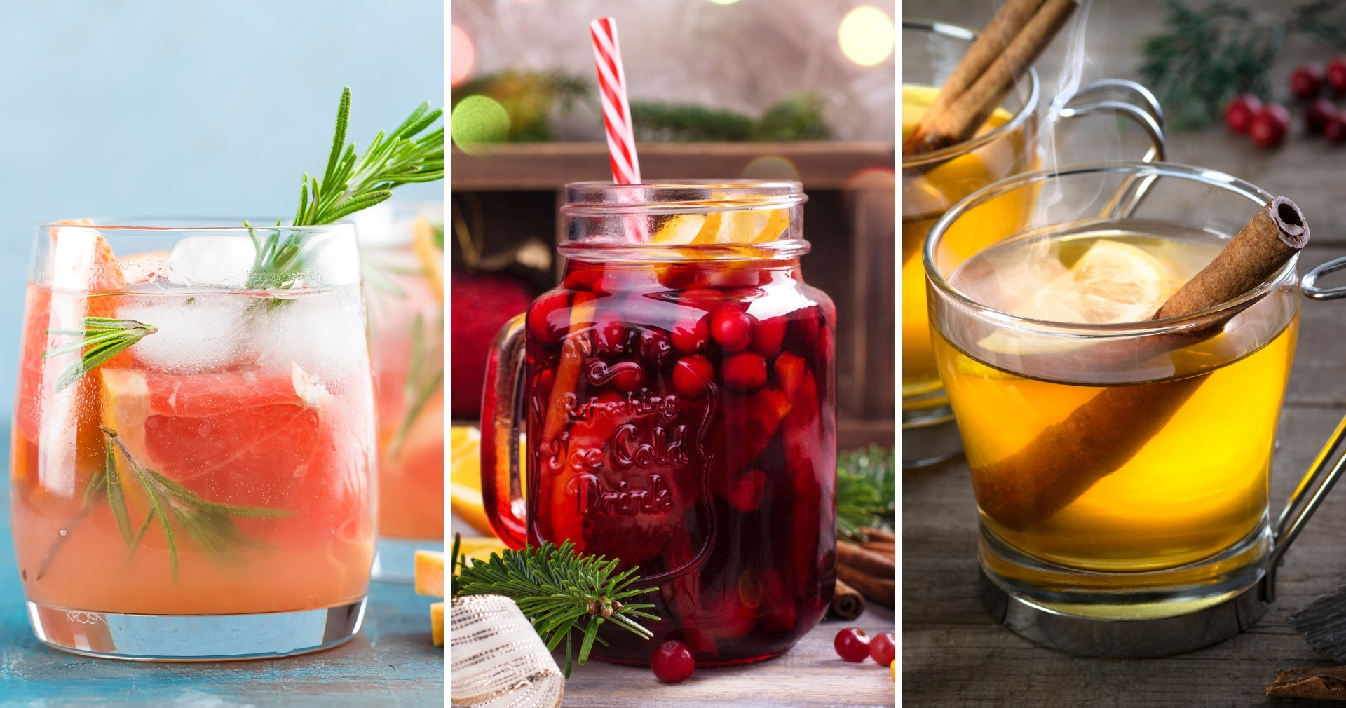 Grapefruit Cardamom Gin Fizz, Holiday Sangria, & Apple Toddy